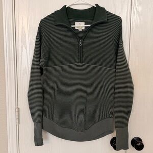 Aerie Offline Women’s 1/4 Zip Ribbed Pullover Sweatshirt XXS Green